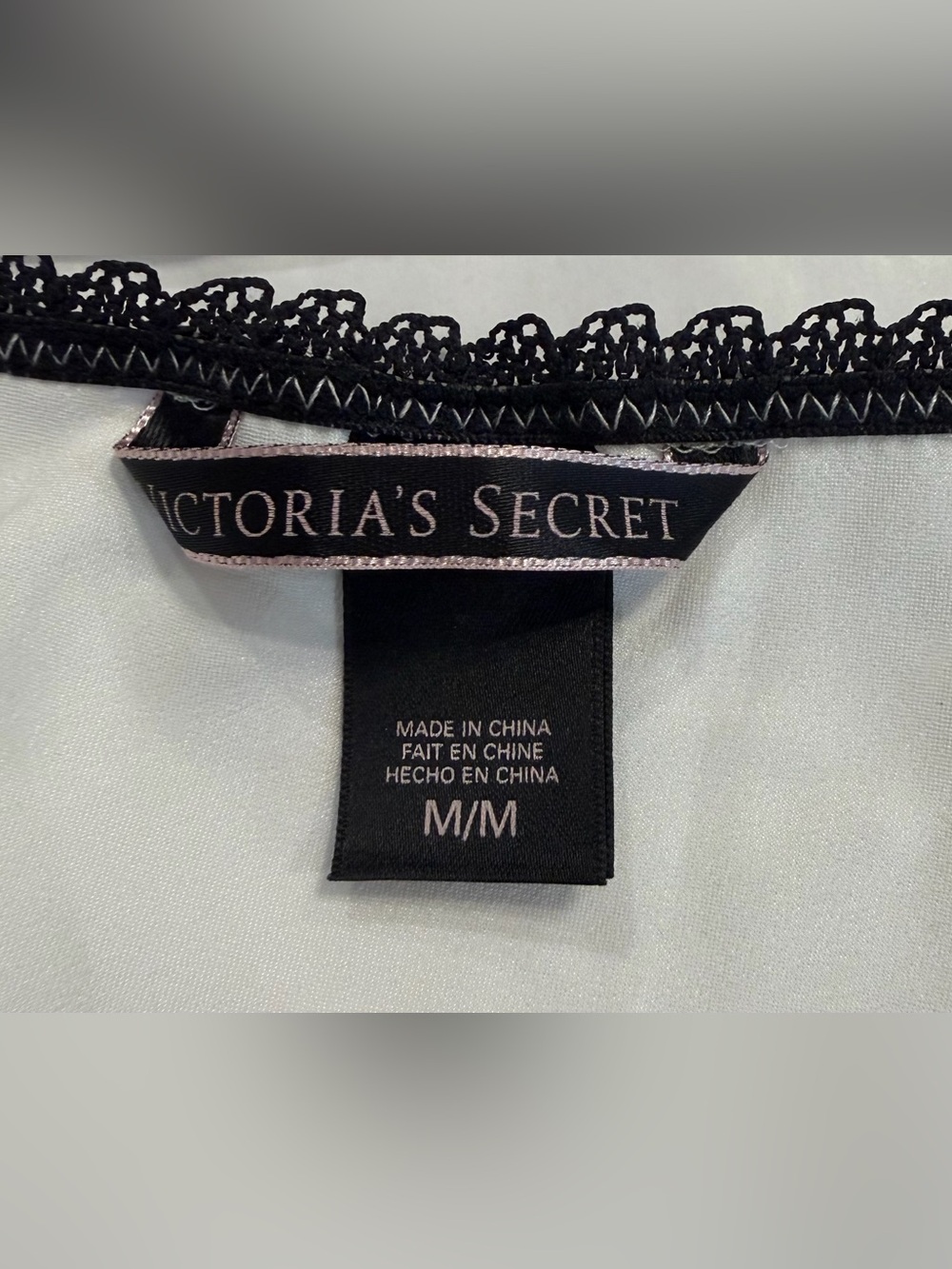Victoria’s Secret Silk-Look Slip Dress with Black Lace Trim - Picture 3 of 3